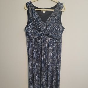 16 Christopher & Banks blue, black and gray maxi dress